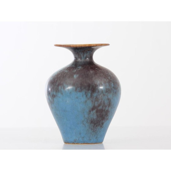 Image 1 of Petit vase scandinave AUH brun et bleu par Gunnar Nylund pour Rorstrand - années 1960