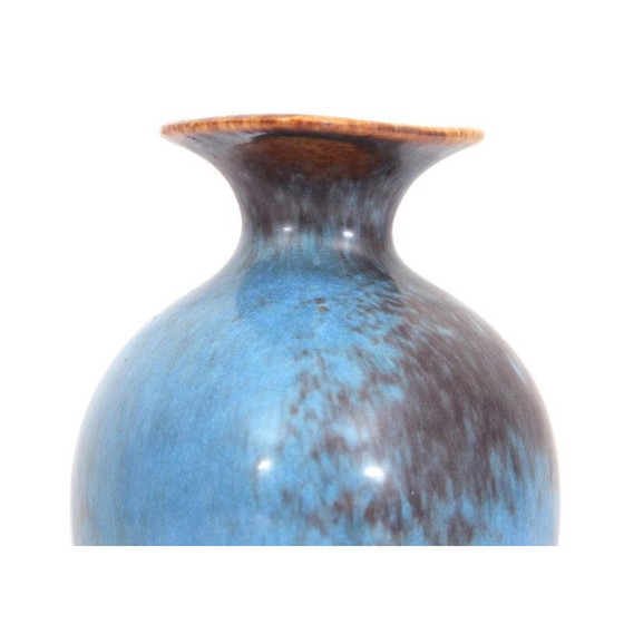 Image 1 of Petit vase scandinave AUH brun et bleu par Gunnar Nylund pour Rorstrand - années 1960