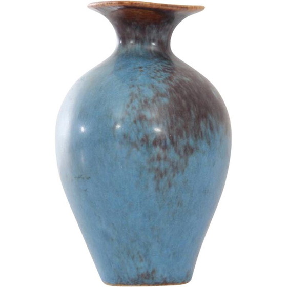 Image 1 of Petit vase scandinave AUH brun et bleu par Gunnar Nylund pour Rorstrand - années 1960