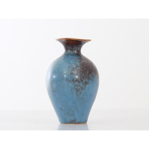 Petit vase scandinave AUH brun et bleu par Gunnar Nylund pour Rorstrand - années 1960