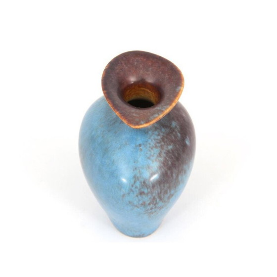 Image 1 of Petit vase scandinave AUH brun et bleu par Gunnar Nylund pour Rorstrand - années 1960