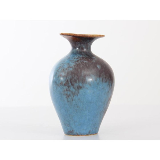 Image 1 of Petit vase scandinave AUH brun et bleu par Gunnar Nylund pour Rorstrand - années 1960