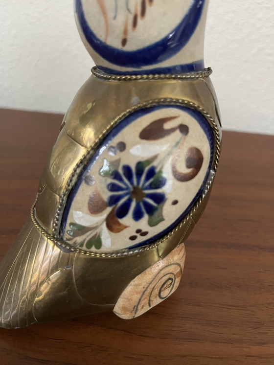 Image 1 of Sergio Bustamante Figurine Toucan mexicaine en céramique et laiton