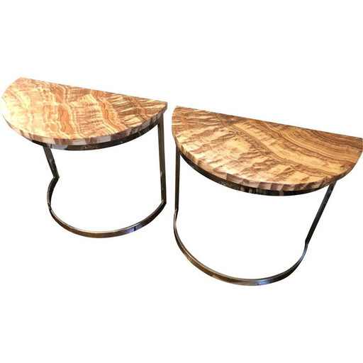 Paire de consoles demi-lune vintage, 1970