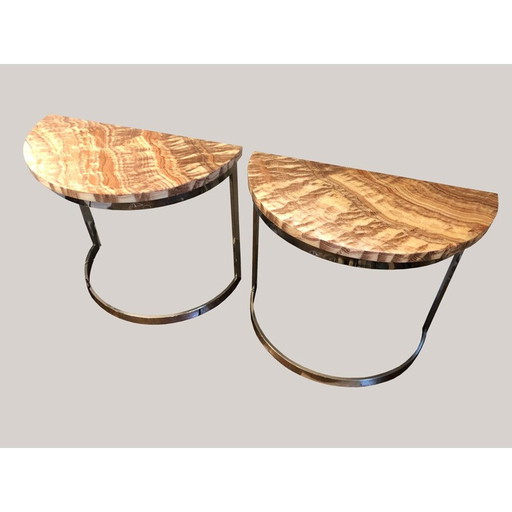 Paire de consoles demi-lune vintage, 1970