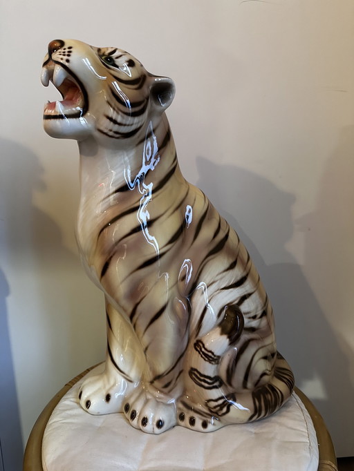 Tigre en porcelaine des années 50