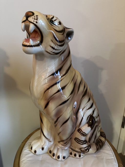 Tigre en porcelaine des années 50