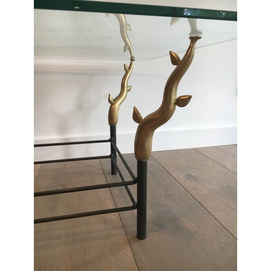 Image 1 of Table basse vintage en fer forgé et verre, 1970