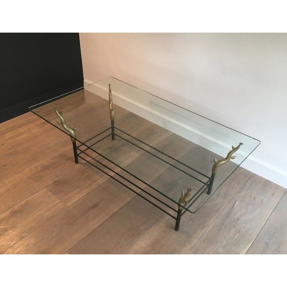 Image 1 of Table basse vintage en fer forgé et verre, 1970