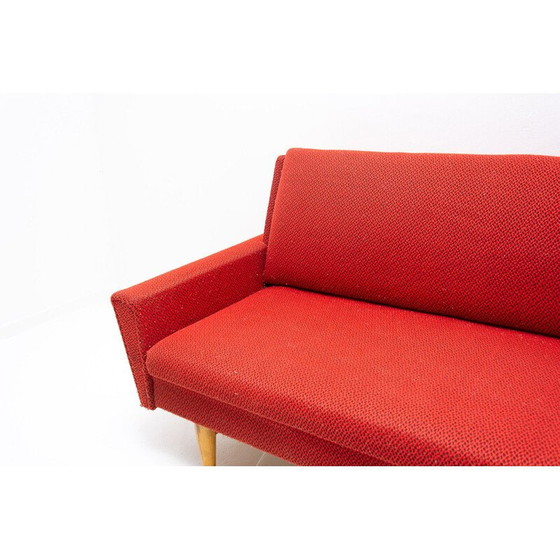 Image 1 of Canapé pliant vintage en bois et tissu, Tchécoslovaquie 1960