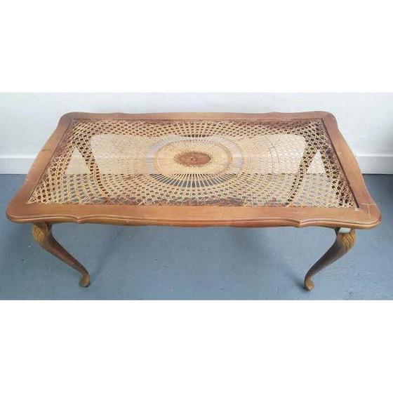 Image 1 of Table basse vintage Chippendale en rotin