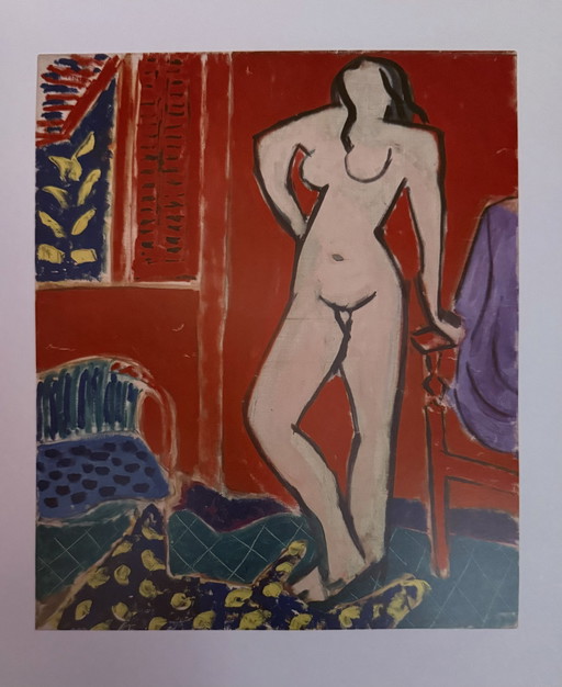 Henri Matisse : "Nu Rose, Intérieur Rouge, 1947". Signé dans la plaque.