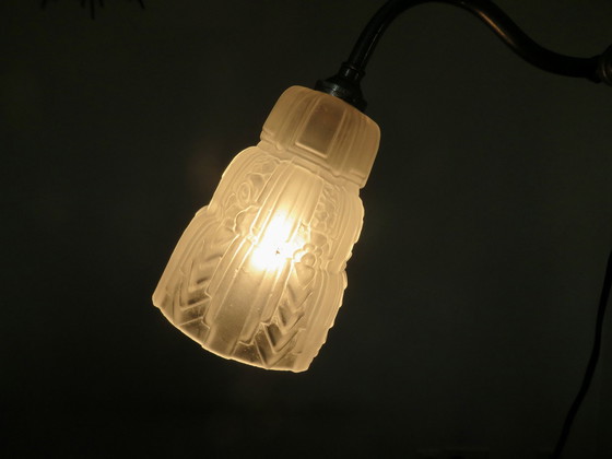 Image 1 of Lampe De Bijoutier, Art Nouveau, En Laiton Nickelé, France, Années 20 30