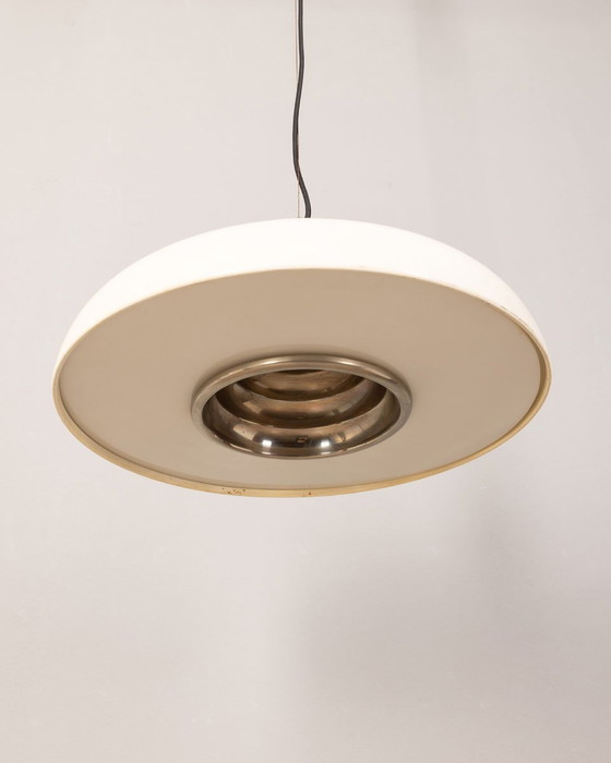 Image 1 of Lustre italien vintage en métal blanc, 1970