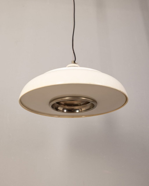 Lustre italien vintage en métal blanc, 1970