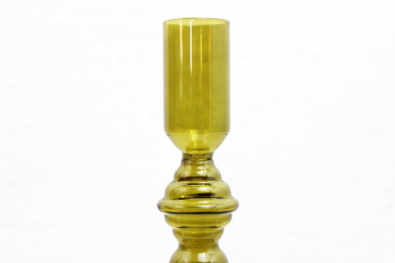 Image 1 of Bougeoir Vintage En Verre Ambré 1980