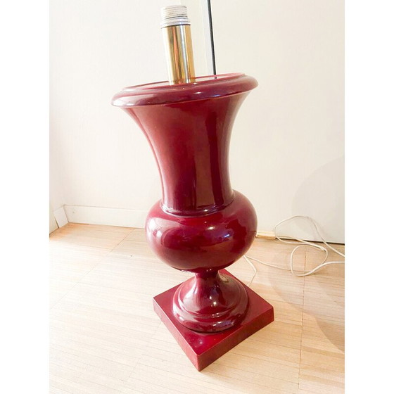 Image 1 of Paire de lampes de table en céramique laquée bordeaux, Italie 1970