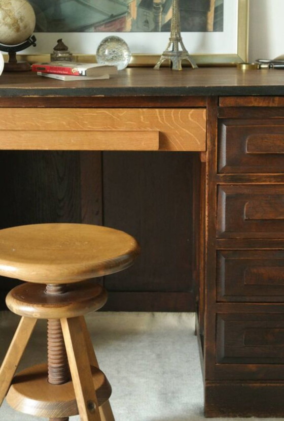 Image 1 of Bureau À Caissons Vintage En Chêne 
