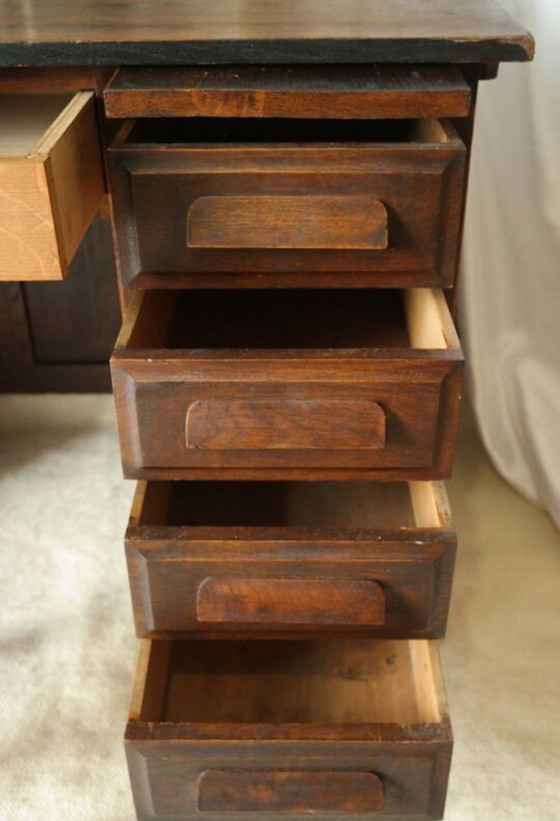 Image 1 of Bureau À Caissons Vintage En Chêne 