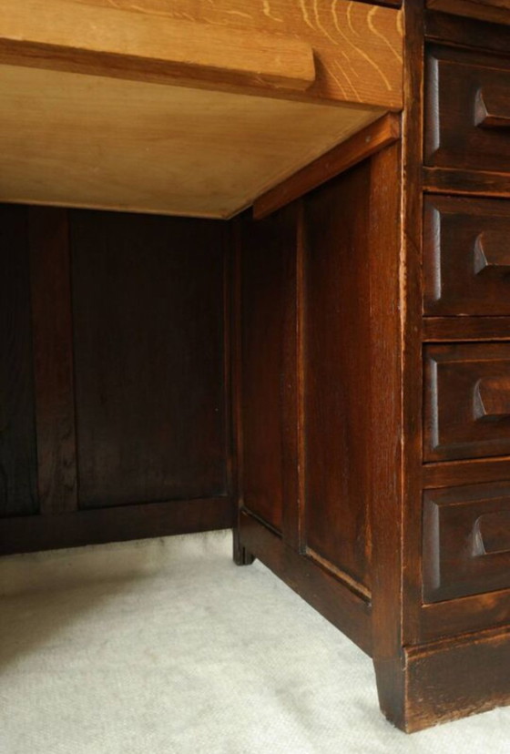 Image 1 of Bureau À Caissons Vintage En Chêne 