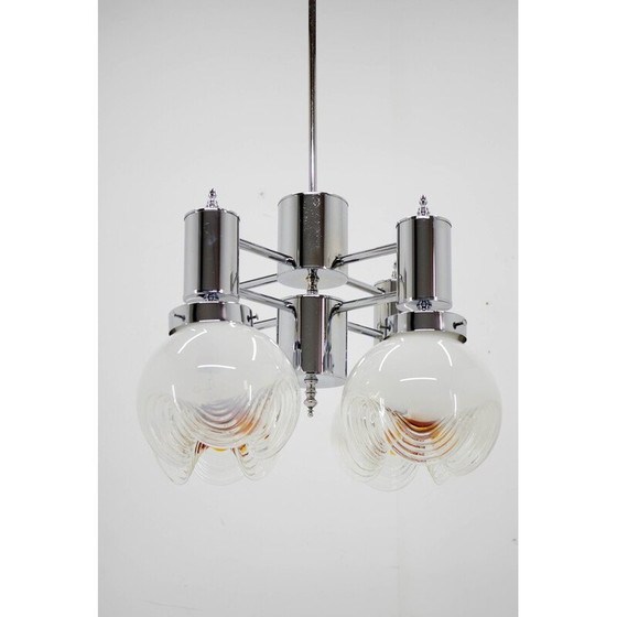 Image 1 of Lustre vintage en verre de Murano et chrome, Italie 1970