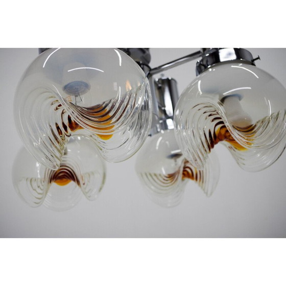 Image 1 of Lustre vintage en verre de Murano et chrome, Italie 1970