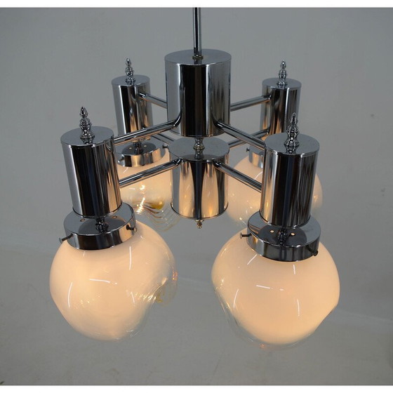 Image 1 of Lustre vintage en verre de Murano et chrome, Italie 1970