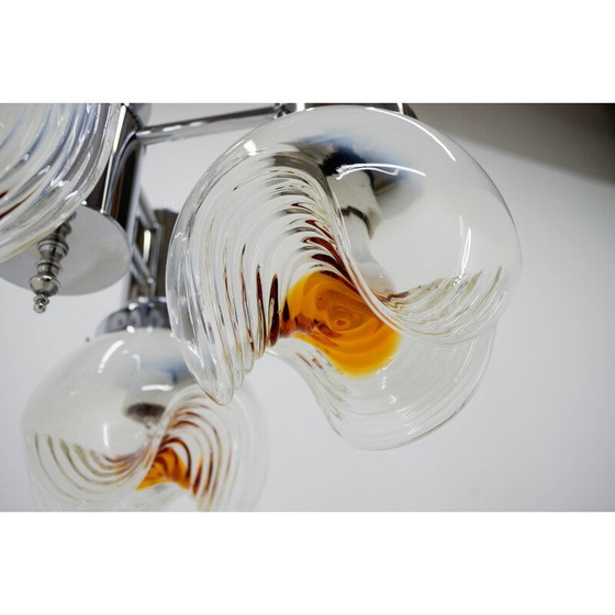 Image 1 of Lustre vintage en verre de Murano et chrome, Italie 1970