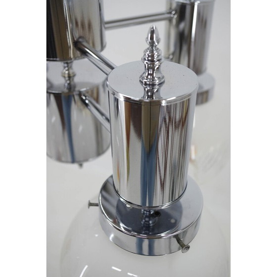 Image 1 of Lustre vintage en verre de Murano et chrome, Italie 1970