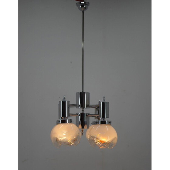 Image 1 of Lustre vintage en verre de Murano et chrome, Italie 1970
