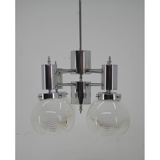 Image 1 of Lustre vintage en verre de Murano et chrome, Italie 1970