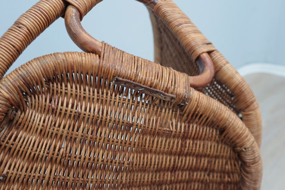 Image 1 of Mid Century Italian Design Rattan And Wicker Scoop Chair 1950S