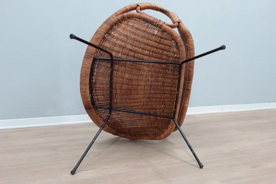 Image 1 of Mid Century Italian Design Rattan And Wicker Scoop Chair 1950S