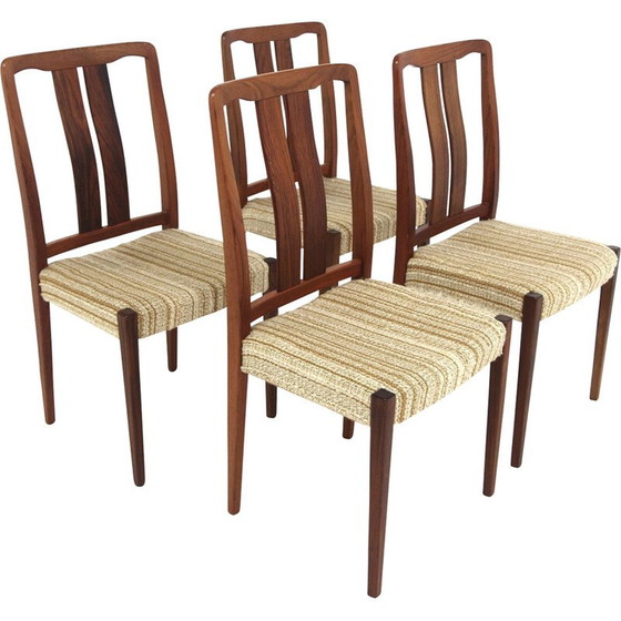 Image 1 of Ensemble de 4 chaises vintage en bois de rose et tissu, Suède 1960