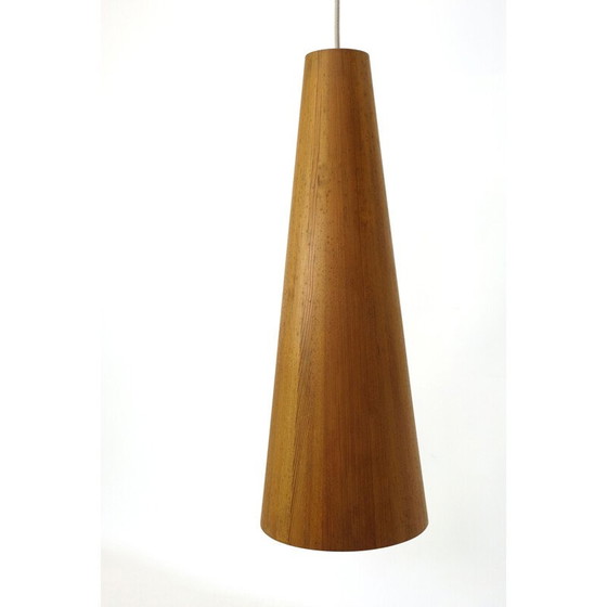 Image 1 of Lampe suspendue conique en pin par Jorgen Wolf, 1960