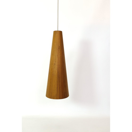 Image 1 of Lampe suspendue conique en pin par Jorgen Wolf, 1960