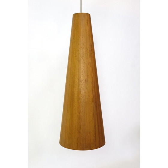 Image 1 of Lampe suspendue conique en pin par Jorgen Wolf, 1960