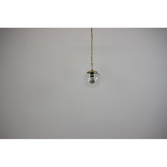 Image 1 of Lampe suspendue vintage en laiton et verre par Kamenický Šenov, Tchécoslovaquie 1970