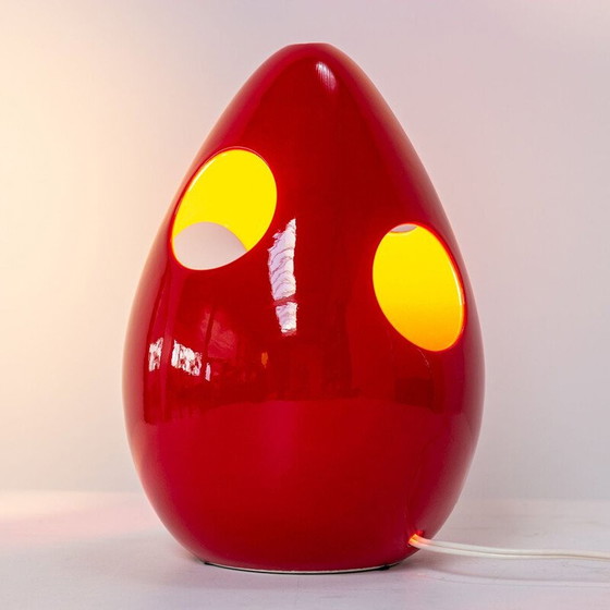 Image 1 of Lampe de table vintage en céramique rouge par Pino Spagnolo, Italie 1970