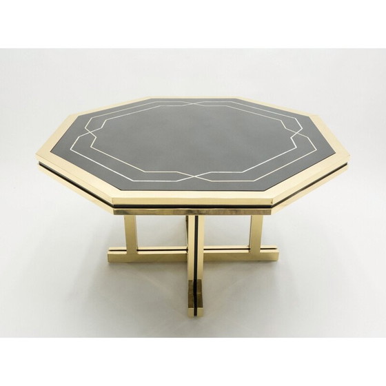 Image 1 of Grande table vintage en laiton laqué noir, Maison Jansen 1970