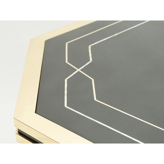 Image 1 of Grande table vintage en laiton laqué noir, Maison Jansen 1970