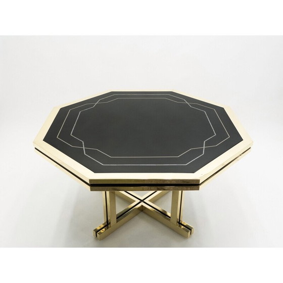 Image 1 of Grande table vintage en laiton laqué noir, Maison Jansen 1970