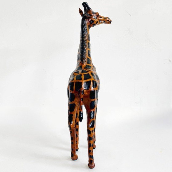 Image 1 of Ensemble girafes en cuir peint à la main Mid Century XL 1970