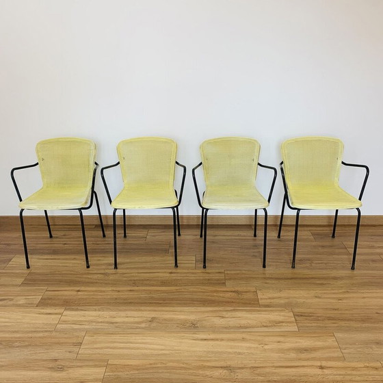 Image 1 of Ensemble de 4 fauteuils d'extérieur vintage jaunes, 1970