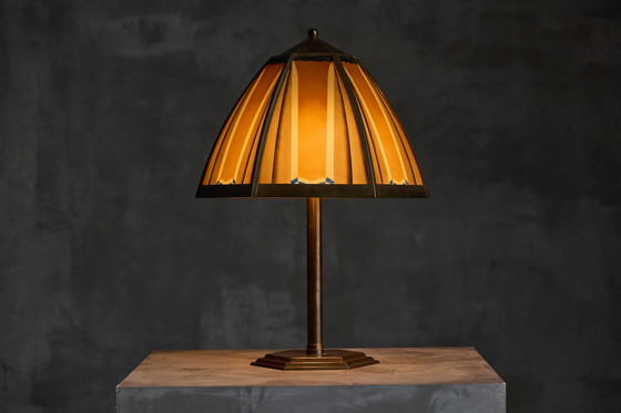 Image 1 of Lampe de table en bronze de l'école d'Amsterdam, Pays-Bas, années 1920