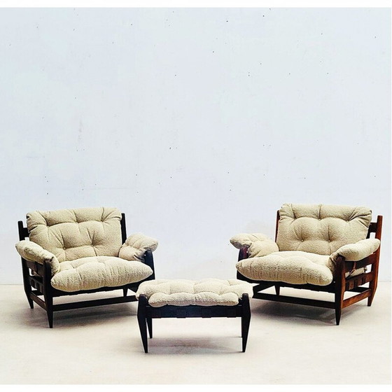 Image 1 of Paire de fauteuils et ottoman vintage par Jean Gillon pour Italma Wood Art, Brésil 1960
