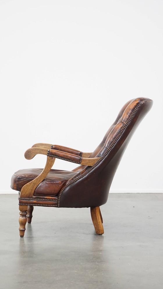Image 1 of Fauteuil Chesterfield en cuir de boeuf
