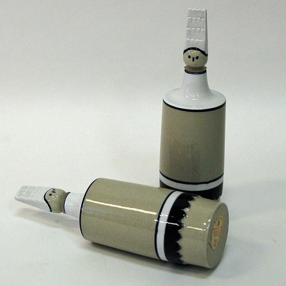Image 1 of Paire de bouteilles d'huile et de vinaigre en céramique de Höganäs, Suède 1970