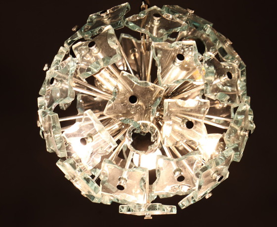 Image 1 of Mid Century Sputnik Plafonnier/Lampe en verre De Fontana Arte, Italie, Années 1970