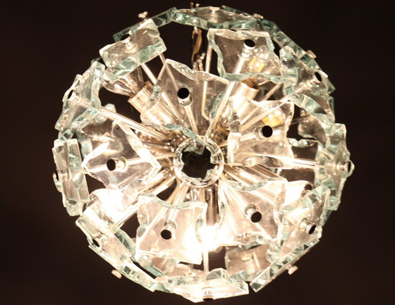 Image 1 of Mid Century Sputnik Plafonnier/Lampe en verre De Fontana Arte, Italie, Années 1970